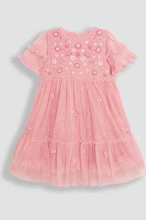 JoJo Maman Bébé Floral Embroidered Tiered Tulle Party Dress116122 cm