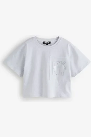 DKNY Grey Chest Logo Cropped Short Sleeve T-Shirt8 lat (128 cm)