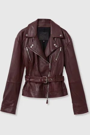Paige Leather Belted Moto JacketS