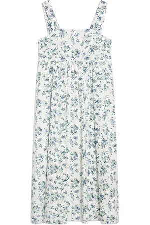 Albaray Blossom Print Linen White Sundress38