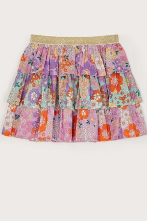 Monsoon Floral Print Tiered 100% Cotton Skirt152158 cm