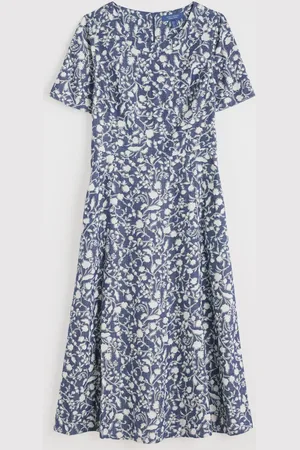 Seasalt Cornwall Fox Path Printed Chambray 100% Organic Cotton Dress48