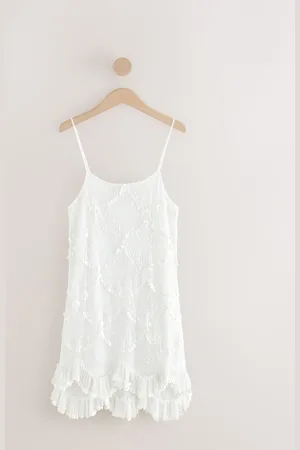 Next Strappy Scalloped Sequin Mini Dress50