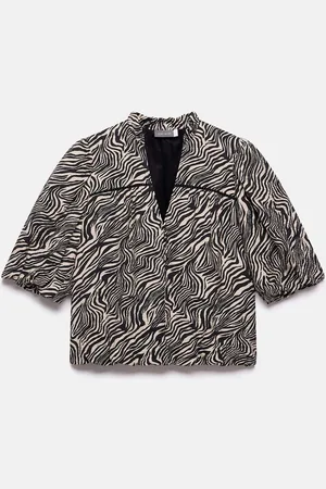 mint&berry Zebra Print Puff Sleeve BlouseXL