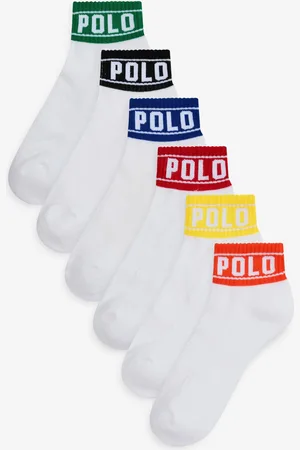 Ralph Lauren Boys Multi Stripe 100% Cotton Socks 6 Pack34.5-36