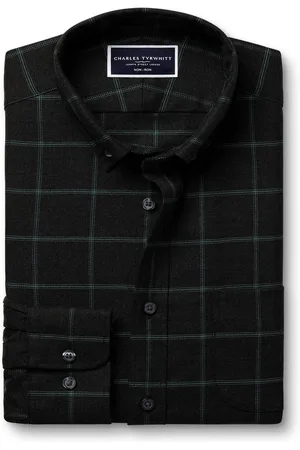 Charles Tyrwhitt Koszula o dopasowanym kroju w kratkę z diagonalu, niewymagająca prasowania, 100% bawełnyM