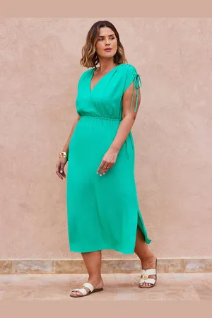Live Unlimited London Print Curve Gathered Midi Dress54