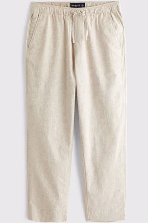 Abercrombie & Fitch Cream Loose Linen TrousersL