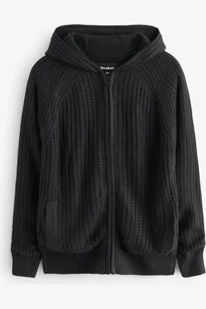 Threadbare Zip-Up Knitted Hoodie with Microfleece LiningS