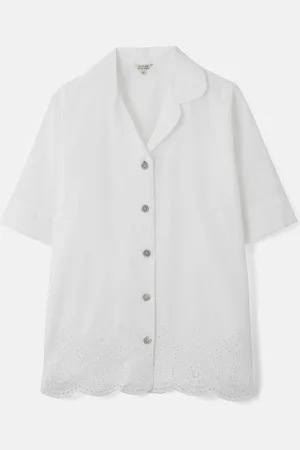 Jigsaw Broderie Short Sleeved 100% Cotton TopM