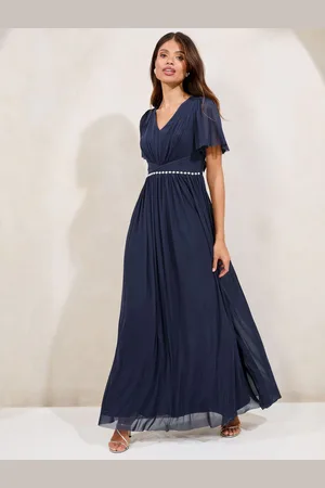 Lipsy London Short Sleeve Pearl Trim Mesh Maxi Bridesmaid Dress42