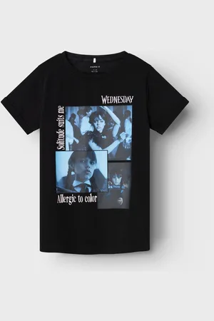 NAME IT Black Wednesday Addams logo T Shirt146152 cm