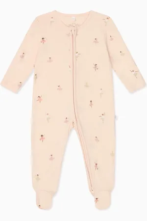 Mori Pink Bamboo Ballerina 2-Way Zip Sleepsuit50 cm