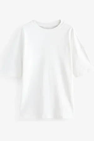 Next Relaxed Fit Heavyweight Longline Crew Neck 100% Cotton T-ShirtL