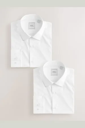 Next Easy Care Long Sleeve Single Cuff Shirts 2 Pack41cm R (UK 16 R)