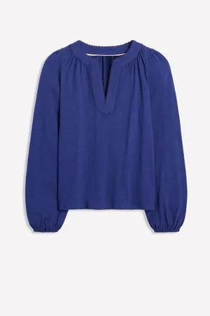 Boden Ava Long Sleeve Trim 100% Cotton Top44