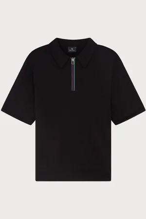 Paul Smith Regular Fit Knitted 100% Organic Cotton Black Polo ShirtM
