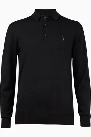 AllSaints Koszulka polo z długim rękawem Allsaints Mode z wełny merinoXS