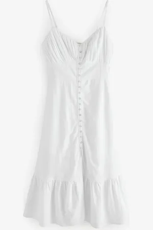 Next Button Down Midi Dress With Linen40tall
