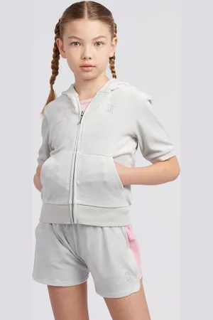 Juicy Couture Girls Diamante Zip Thru Short-Sleeve Hoodie140146 cm