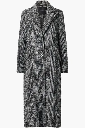 French Connection Chantelle Herringbone Black CoatL