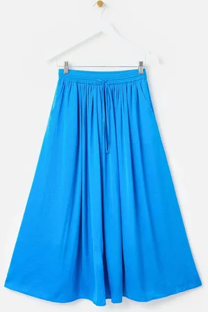 Oliver Bonas Pleated Hammered Satin Midi Skirt36