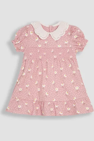 JoJo Maman Bébé Floral Print Broderie Collar Smocked Dress5662 cm