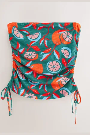 Next 100% Cotton Ruched Tie Detail 100% Cotton Boobtube TopL