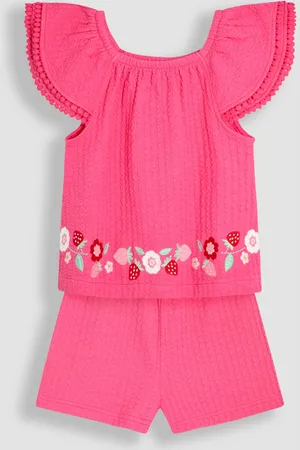 JoJo Maman Bébé Embroidered Frill Sleeve T-Shirt & Shorts Set 2 Piece122128 cm