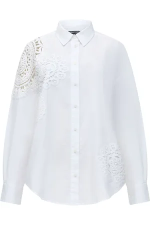 French Connection Lina Crochet Mix 100% Cotton ShirtXS