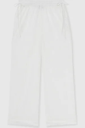 Reiss Poppy Cotton Broderie Side-Tie TrousersM