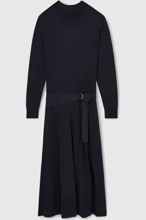 Reiss Alina Compact-Knit Belted Midi DressS