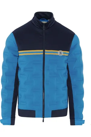 Original Penguin Niebieska męska kurtka bomberka Primalot w stylu lat 80., z różnych materiałówXL