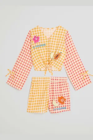 River Island Girls 100% Cotton Gingham Fruit Beach Set146152 cm