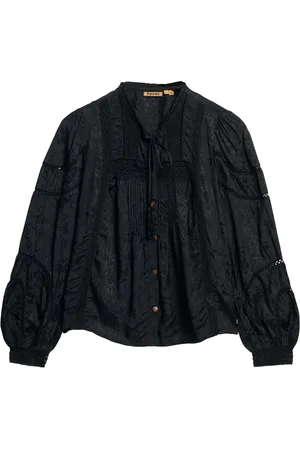 Superdry 100% Cotton Woven Lace Long Sleeve Blouse38