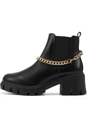 Novo Dionysus Chain Detail Chunky Mid Heel Chelsea BootsEU 37 (UK 4)