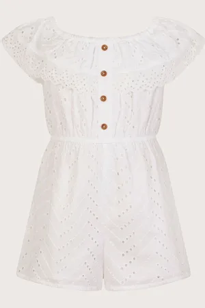 Monsoon Broderie Ruffle 100% Cotton Playsuit122128 cm