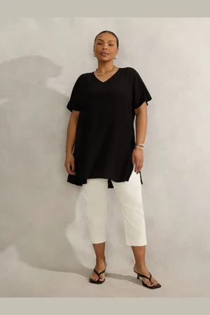 Live Unlimited London Curve Woven V-Neck Side Split Tunic48
