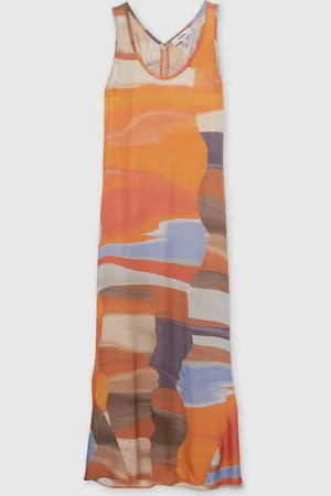 Reiss Layla Sunset Print Sleeveless Slip Dress36