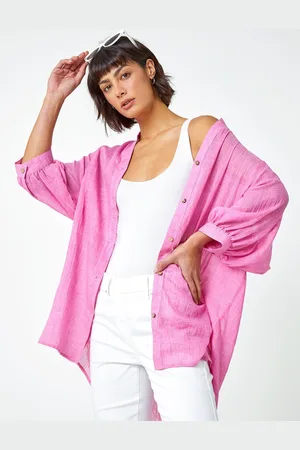 Roman Oversized Plain Cotton Blend Shirt46