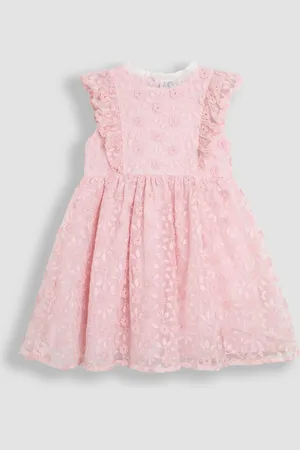 JoJo Maman Bébé Embroidered Lace Frill Flower Print Girl Dress98104 cm
