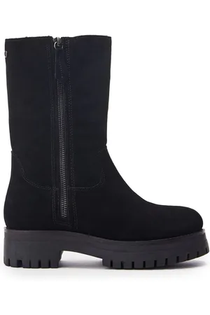 Moda In Pelle Buty Picenza z zewnętrznym zamkiem i sztucznym futrem, kolor czarnyEU 39 (UK 6)