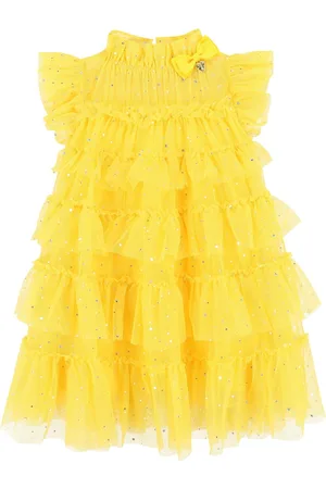 Angels Face Yellow Mitzi Sparkle Tiered Dress98104 cm