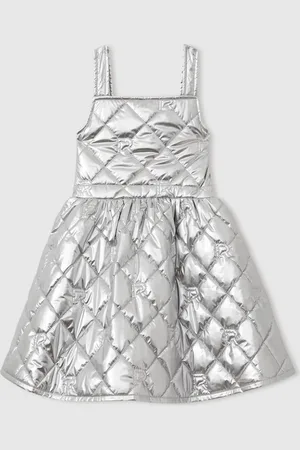 Reiss Joey Quilted Metallic Flared Dress12