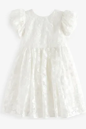 Ted Baker White Sequin Puff Sleeve Occasion Dress4 lat (104 cm)