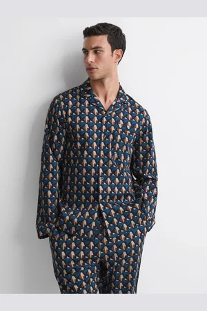 Reiss Thurlow Cotton Printed Cuban Collar Pyjama TopM
