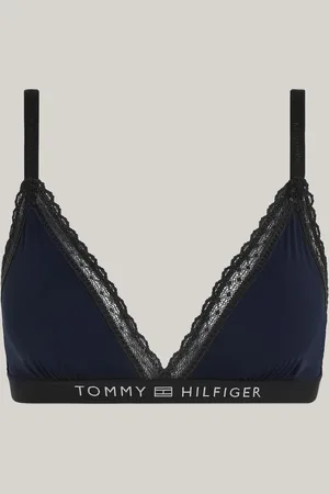 Tommy Hilfiger Tonal Logo Lace Unlined Triangle BraletteS