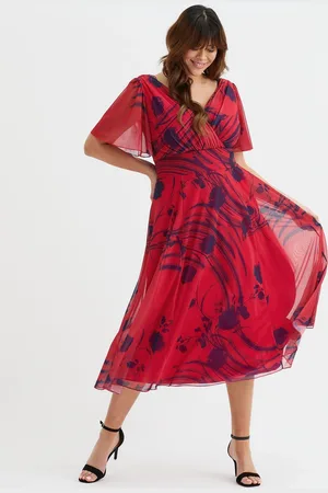 Scarlett & Jo Victoria Angel Sleeve Mesh Midi Long Dress40