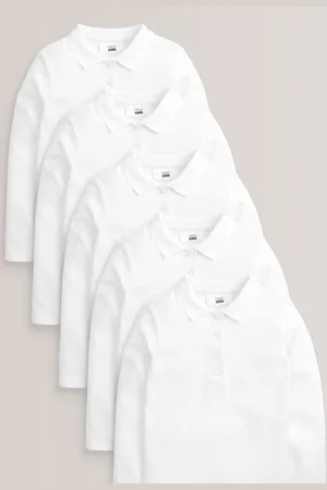 Next Szkolne koszulki polo z długim rękawem, 100% bawełny, 5 sztuk w opakowaniu zbiorczym (3-16 lat)13 lat (158 cm)