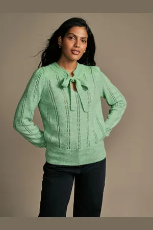 Laura Ashley Pointelle Tie Neck Reversible JumperM